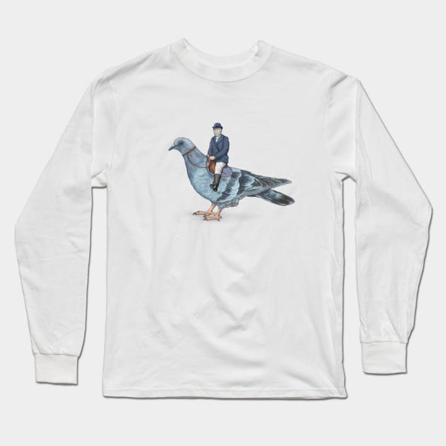 Pigeon rider Long Sleeve T-Shirt by jurjenbertens